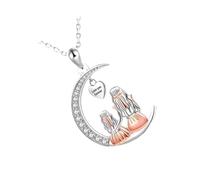 OSNIYAW Collana con ciondolo a forma di cuore e luna, simbolico per mamma, compleanno, gioielli di Natale, catena regolabile per, One Size, Come descritto, come descritto