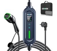 Osoeri Portatile Veicolo Elettrico Caricatore, Tipo 2 VE Stazione di Ricarica, Caricatorie Rapido Domestico EVSE, Caricabatteria per Auto Elettriche a 2 Pin 5 Corrente Regolabile (6-16A) 3,68Kw/7,5M