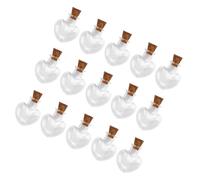 OSOLADY 15 mini vasetti di vetro a forma di cuore - Bottigliette trasparenti da 2,5 cm con tappi di sughero per decorazioni nuziali, bomboniere per feste di compleanno, lavori creativi e creazione di