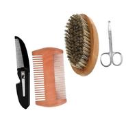 OSOLADY 1set Completo Per La Della Barba Pettine Legno Spazzola Setola e Forbici Per Uomo Kit Portatile Per La Della Barba e Dei Baffi Facile Da Trasportare e Comodo Da Usare