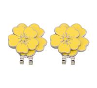 OSOLADY 2 Clip per Cappello da Golf: Clip da Golf a Forma di Fiore - Marcatore per Cappello in Metallo a Forma di Fiore - Marcatore Sakura Giallo Facile da Rimuovere e Accessorio Sportivo Originale