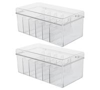 OSOLADY 2 pezzi Organizer per extension ciglia in acrilico - Scatola porta trucchi trasparente con coperchio - Divisorio in acrilico per gioielli, cosmetici, pillole, cavo USB 21 cm/8"