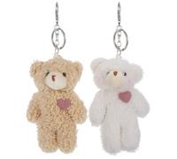 OSOLADY 2 pezzi Portachiavi Orsetto Peluche Morbido Accessorio Zaino e Borsa con Ciondolo Orso Fluffy Regalo per Donne Design Realistico e Leggero