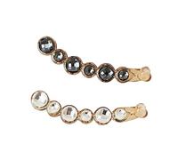 OSOLADY 2pezzi Fermaglio Banana Grande in Resina Con Strass Per Coda Di Cavallo e Acconciature Clip Capelli Resistenti e Decorativi Bianco e Grigio