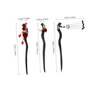 OSOLADY 3 Pezzi Chinese Hair Chopsticks With Carved Design And Symbolic Lock Tassel Lightweight Wooden Hair Sticks For Women Brides Traditional Hanfu Updo Accessories