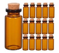 OSOLADY 30 Pezzi Bottiglie di Vetro Marrone Tappo di Sughero da 10 Ml, Mini Contenitori Ambrati per Fai da Te e Decorazioni, Flaconi Vuoti Compatti Protettivi UV per Oli Essenziali