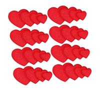 OSOLADY 32 Pezzi Toppe Adesive per Tessuti a Forma di Cuore Rosso Ricamo, Facili da Applicare su Jeans e Giacche per Riparazione e Decorazione Fai da Te