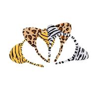 OSOLADY 3pezzi Fascia Con Orecchie Di Animali Peluche Per Feste e Cosplay Design Adorabile Leopardo Zebra Tigre