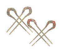 OSOLADY 4 pezzi Forcine Capelli Donna Stile Francese Retrò con Strass Fermagli Vintage U per Chignon Eleganti con Decorazioni Pesca e Design Cinese Classico