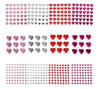 OSOLADY 436 Adesivi Strass a Forma di Cuore in Acrilico, 12 Fogli Gemme Autoadesive per Nail Art e Gioielli per Viso, Decorazioni per Trucco e Progetti Creativi