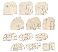 OSOLADY 48pezzi Porte delle Fate in Legno, Grezze, per DIY e Pittura | Decorazioni per Stanza Bimbi, Colore Khaki, Idea Creativa, Uso Artigianale, Formato 48 Pezzi