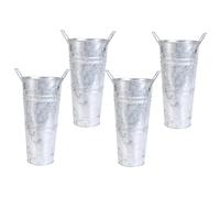 OSOLADY 4pezzi Vaso da Fiori in Metallo Rustico Brocca per Fiori da Fattoria in Ferro Vintage Contenitore per Composizioni Floreali Maniglia per Facile Trasporto