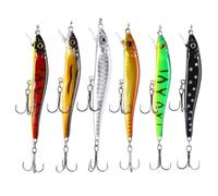 OSOLADY 6 Pezzi Mino Fishing Lure Esca Artificiale Simulata in ABS a Forma di Pesce 8,5cm 8# 3D, per Pesca in Mare e Facile da Riporre