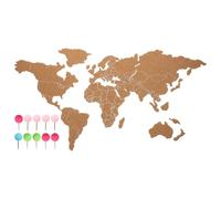 OSOLADY Bacheca Decorativa in Sughero con Mappa del Mondo Autoadesiva, Pannello in Legno retrò per Ufficio, Scuola e Viaggi, Installazione Versatile e Finitura Dettagliata Colore Casuale
