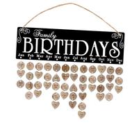 OSOLADY Calendario da Appendere in Legno Nero con 50 Pendenti Rotondi a Forma di Cuore, Lavagnetta Creativa per Anniversario e Matrimonio con Corda per Scrivere Nomi e Date