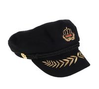 OSOLADY Cappello Capitano da Marinaio Nero in Lana Vergine Ricamo Decorativo e Design Delicato, Comodo e Portatile per Feste a Tema e Cosplay