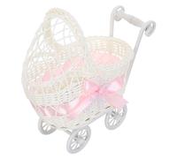 OSOLADY Cestino Mini Passeggino in Plastica Rosa per Shower e Matrimonio, Leggero e Portatile con Texture Artigianale Raffinata