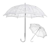 OSOLADY Ombrello Parasole in Pizzo Bianco Ricamato Manico Comodo, Accessorio per Matrimoni, Spettacoli Teatrali e Fotografia Vintage, Decorazione Elegante per Costumi da Donna, 1 Pezzo
