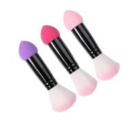 OSOLADY Pennello Per a Doppia Estremità Per Contorno e Fard Set 3 Pezzi in Rosa Viola e Magenta Pennello Per e Fard Liquido Per Viaggi e Ritocchi