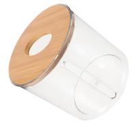 OSOLADY Portarotolo da Bagno Cilindrico Trasparente Coperchio in Legno, Scatola Porta Fazzoletti Compatta per Uso Domestico e Ufficio, Distributore di Tovaglioli da Tavolo Facile da