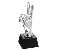 OSOLADY Premio Microfono in Resina Argento per Concorsi di Canto Base Stabile, Decorazione per Feste Musicali e Serate Karaoke, Simbolo di Successo e Riconoscimento