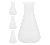 OSOLADY Set 4 Pezzi di Beute Coniche in Plastica da 250 Ml Bocca Larga Trasparente, Contenitori per Reagenti Chimici da Laboratorio per Scienza ed Educazione