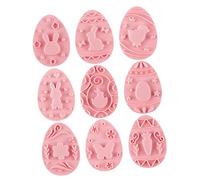 OSOLADY Set 9 Pezzi Timbri Biscotti Pasquali in Pp Rosa, Stampi per Dolci Fai da Te, Facili da Usare e Convenienti per Biscotti 3d a Tema Pasqua