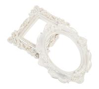 OSOLADY Set di 2 Cornici per Foto in Resina Bianca, Forme Ovale e Quadrata, Cornici Vintage da Muro e Tavolo per Decorazione d'Interni ed Esterni