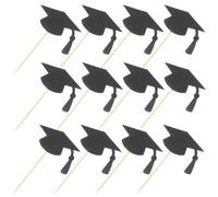 OSOLADY Topper per Cupcake Decorazione Creativa 24 Pezzi Cappello di Laurea Nero in Carta e Legno per Feste di Laurea e Celebrazioni a Tema Scuola