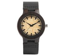 OSOLVE Bracciale in pelle I migliori regali per gli innamorati Coppia Luxury Royal Beige Quadrante Orologio al quarzo in legno di ebano Regali di San Valentino in vera pelle nera in legno naturale