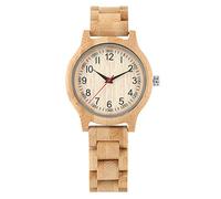 OSOLVE Bracciale in pelle naturale pieno di bambù orologio orologio semplice orologio da donna puro legno orologio top brand lusso signore vestito da donna cinturino in legno orologio da polso, Solo