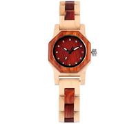 OSOLVE Bracciale in pelle Vogue Strass Display Bracciale in legno femminile Orologio da polso Movimento al quarzo Bracciale in legno pieno naturale Orologio da donna Orologio casual