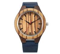 OSOLVE Cinturino in pelle Orologio da uomo classico in legno di zebra Orologio da polso rosso con display dei secondi Orologio da polso da uomo al quarzo in vera pelle blu Nuovo arrivo 2023
