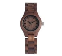 OSOLVE Cinturino in pelle Orologio in legno marrone caffè per donna Elegante braccialetto in legno Orologio da donna Orologio al quarzo Orologio da polso in puro legno