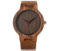 OSOLVE Cinturino in pelle vintage in legno nero/caffè/quadrante verde orologio in legno di bambù naturale per uomo orologio in legno in pelle ora maschile regalo superiore