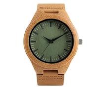 OSOLVE Cinturino in pelle vintage in legno nero/caffè/quadrante verde orologio in legno di bambù naturale per uomo orologio in legno in pelle ora maschile regalo superiore