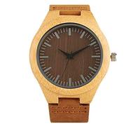 OSOLVE Cinturino in pelle vintage in legno nero/caffè/quadrante verde orologio in legno di bambù naturale per uomo orologio in legno in pelle ora maschile regalo superiore
