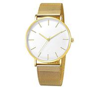 OSOLVE Orologio da uomo europeo e americano semplice orologio da uomo sottile moda orologio cinturino in maglia orologio da uomo coppia orologio al quarzo, Oro e bianco., Bracciale