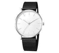 OSOLVE Orologio da uomo europeo e americano semplice orologio da uomo sottile moda orologio cinturino in maglia orologio da uomo coppia orologio al quarzo, Argento-bianco-nero, Bracciale