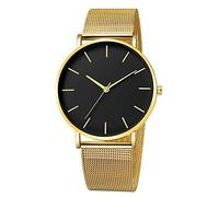 OSOLVE Orologio da uomo europeo e americano semplice orologio da uomo sottile moda orologio cinturino in maglia orologio da uomo coppia orologio al quarzo, Oro e nero., Bracciale