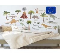 Osomhome Adesivo da parete con dinosauri I vulcano albero Velociraptor Brachiosaurus Ankylosaurus Stegosaurus Junge Camera dei bambini os3237 (130 x 85 cm)