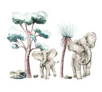 Osomhome SAVANNA SPIRIT | Adesivo da parete per cameretta dei bambini | Decorazione da parete per cameretta dei bambini | Carta da parati autoadesiva | Savana Animali Ragazzi, Ragazze, Soggiorno,
