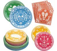 Osonm 180 pezzi di forniture per feste messicane - Servire 60, Cinco De Mayo & Mexican Fiesta Taco Decorazioni per feste di compleanno, include piatti piani, piatti da dessert, tovaglioli