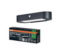 OSRAM ENDURA Style Oval applique solare, luce bianca fredda (4000K), sensore integrato, senza alimentazione, lunga durata della batteria: 30 accensioni da 60 secondi in modalità PIR, IP44, nero