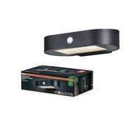 OSRAM Aplique solar pequeño ovalado ENDURA Style, luz blanca cálida (3000K), sensor integrado, utilizable sin alimentación, larga duración: 30 veces 60 segundos en modo PIR, protección IP44, negro