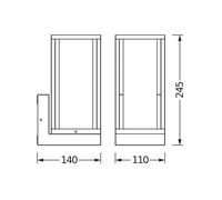 OSRAM Applique da parete per esterni E27, alluminio, vetro trasparente, IP44, grigio scuro, design rettangolare, 140 x 110 x 245 mm, materiale di montaggio incluso