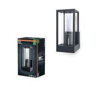 OSRAM Applique da parete per esterni E27, alluminio, vetro trasparente, IP44, grigio scuro, design rettangolare, 140 x 110 x 245 mm, materiale di montaggio incluso