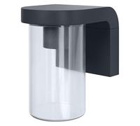 OSRAM Applique da parete per esterni E27 in vetro trasparente, design moderno in alluminio grigio scuro, protezione IP44, antiurto IK03, applique per terrazza e balcone