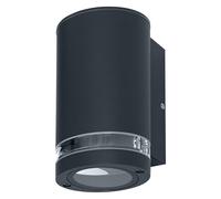 OSRAM Applique da parete per esterni GU10 downlight con anello di separazione, luce indiretta, alloggiamento in alluminio grigio scuro, IP44 e IK03, applique per facciate