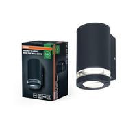 OSRAM Applique da parete per esterni GU10 downlight con anello di separazione, luce indiretta, alloggiamento in alluminio grigio scuro, IP44 e IK03, applique per facciate